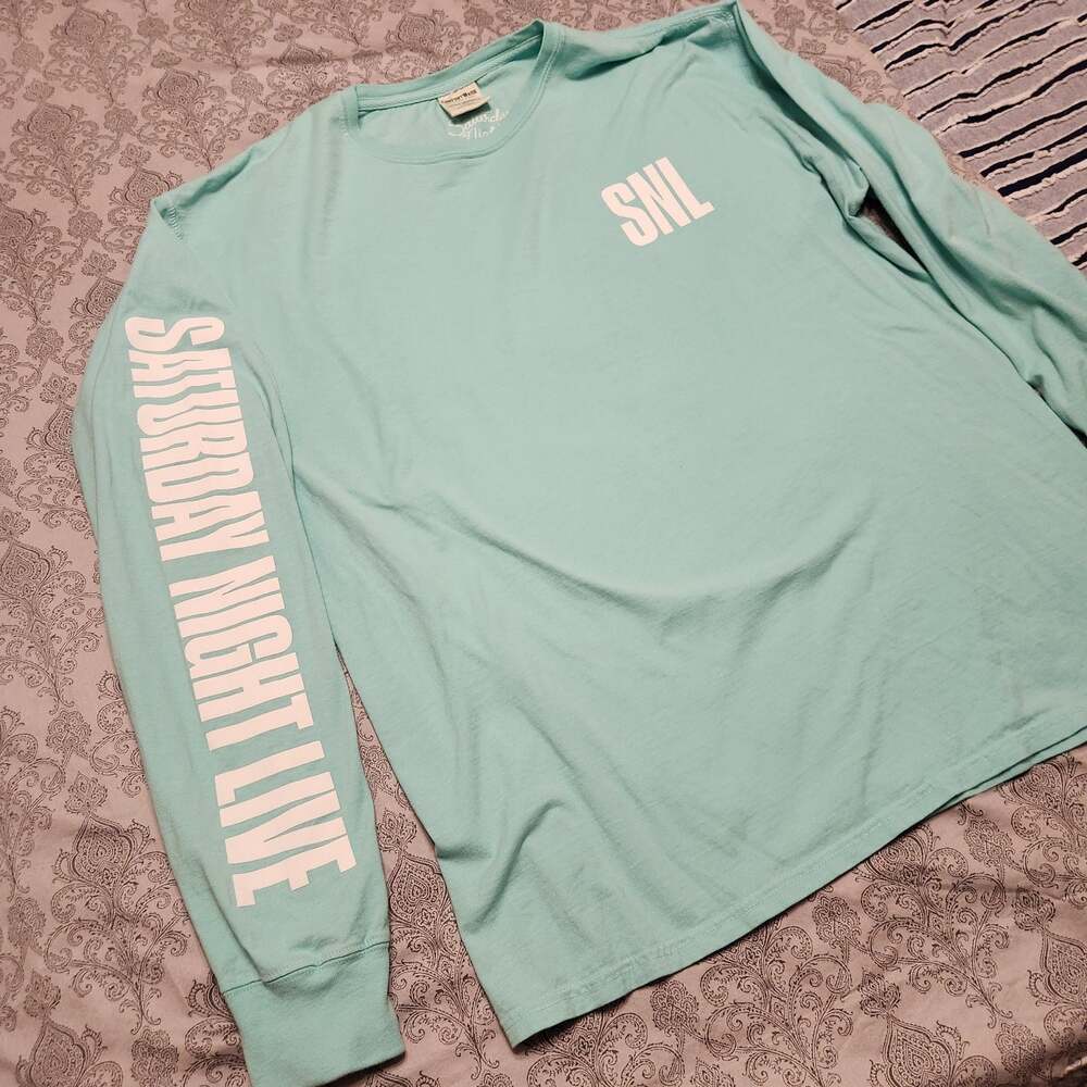 Saturday Night Live SNL Logo Long Sleeve T-Shirt Mint Green Size L